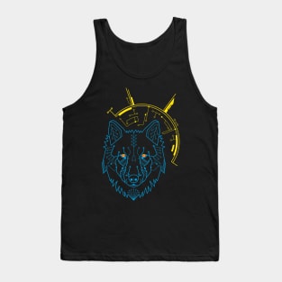 Cyber Wolf, Circuit Board lines Tank Top